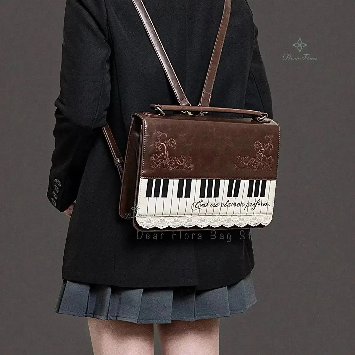 Vintage Piano Mini PU Leather Crossbody Shoulder Bag for Women 