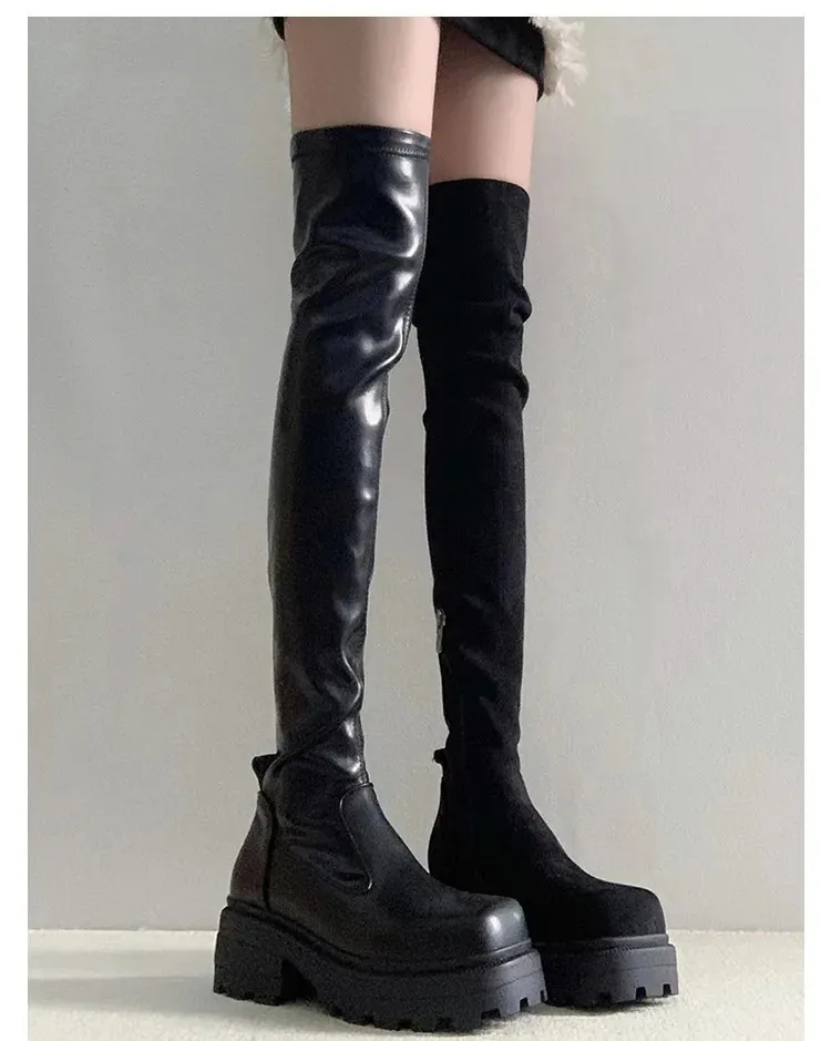 Damen Overknee Stiefel Mit Absatz Für Herbst Und Winter_voghion.com