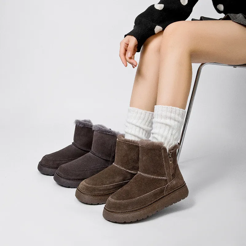 CE Designer Winter New Light Snow Boots For Women Thick Soles Increased Height Anti Slip And Warm Leather Cotton Shoes_voghion.com