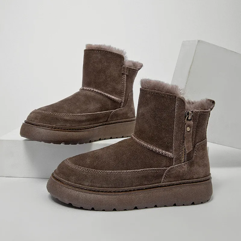 CE Designer Winter New Light Snow Boots For Women Thick Soles Increased Height Anti Slip And Warm Leather Cotton Shoes_voghion.com