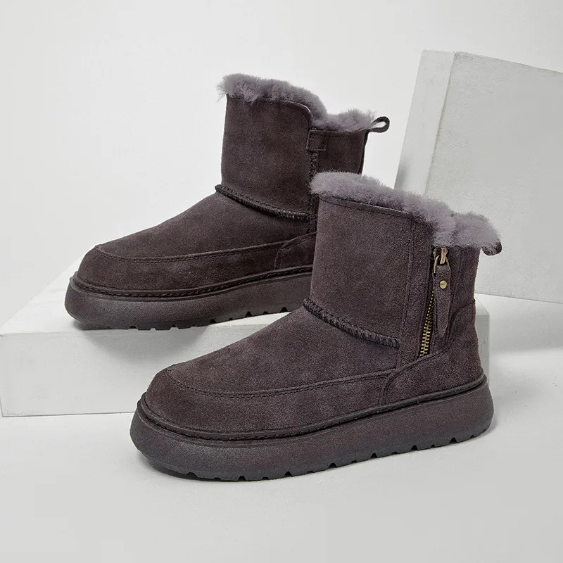 CE Designer Winter New Light Snow Boots For Women Thick Soles Increased Height Anti Slip And Warm Leather Cotton Shoes_voghion.com