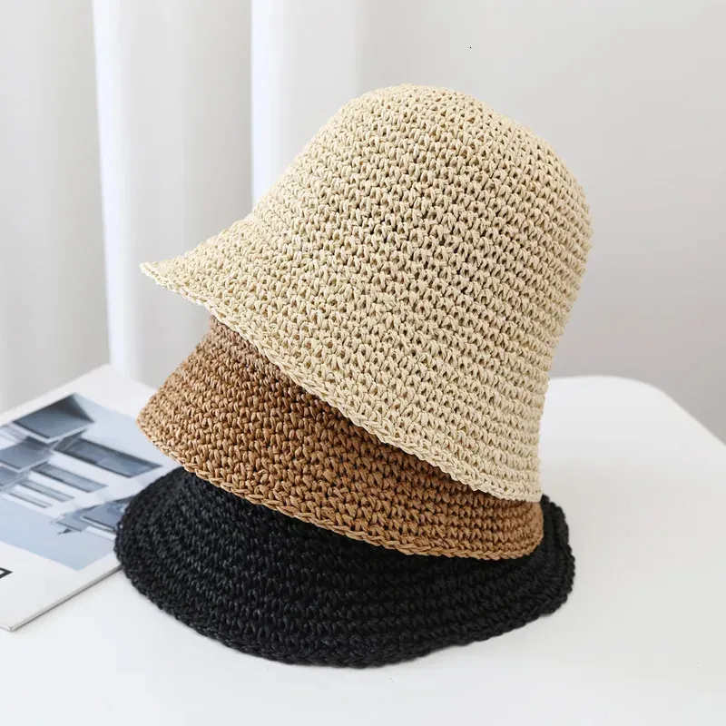 Cappello Da Sole Donna All'Uncinetto &ndash; Secchiello Pieghevole In Paglia, Perfetto Per La Spiaggia