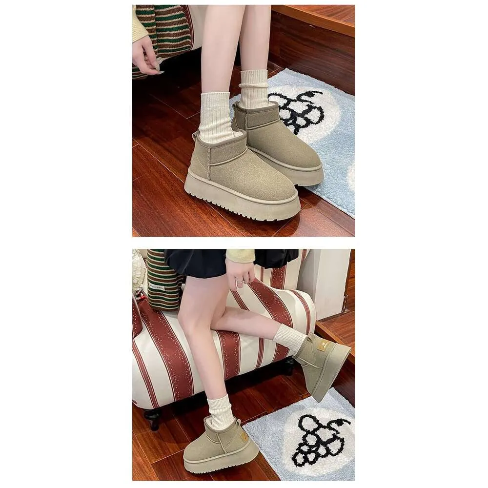 Classic Fleece-Lined Snow Boots For Women, Thick Sole, 2025 Winter New Casual Versatile Short Boots, Thickened Non-Slip_voghion.com