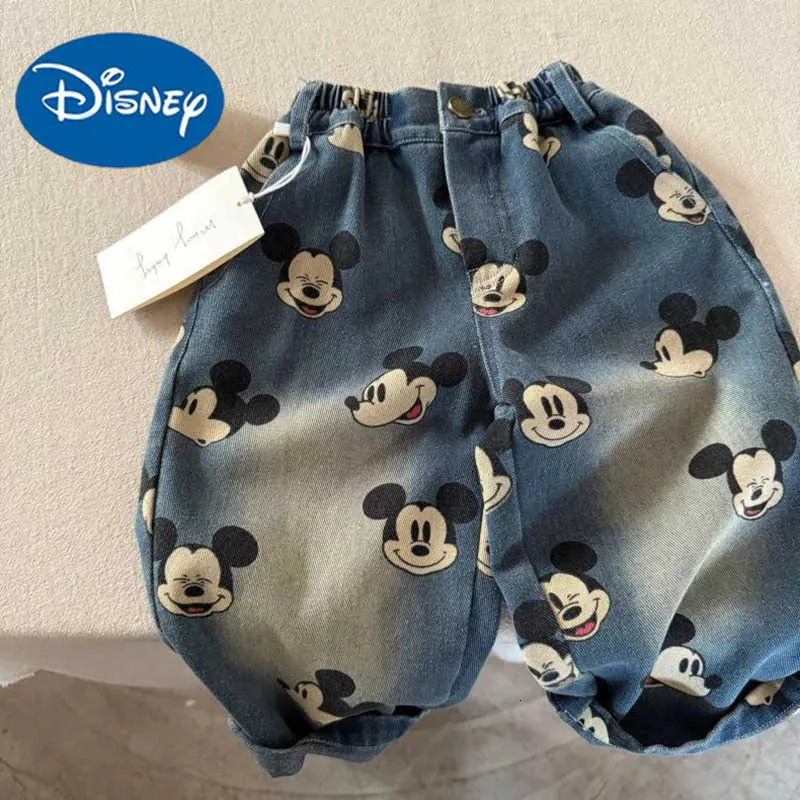 Disney Cartoon Mouse Full Print Denim Empyre Pants... 