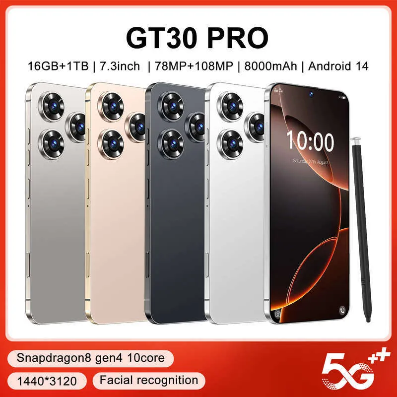 Large Screen Mobile Android HD Large Screen Mobile Phone GT30 Pro Smartphone, 7.3 Inch, 4G, 4+128GB ...