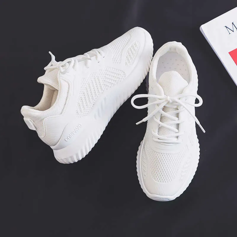 Korean Style Thick-Soled Height-Increasing White Sneakers For New Super Popular Sports Casual Running Shoes Women Trendy_voghion.com