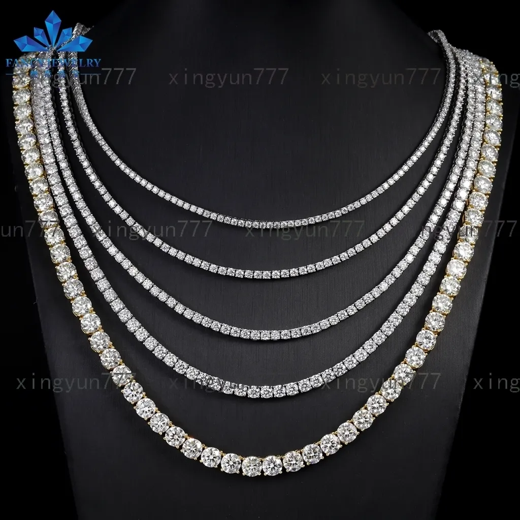 Lab Grown Diamond Tennis Chain Necklace 50 cm 14K 18K Gold Plated Rope ...