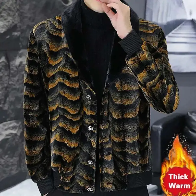 Save Big on Bulk Mens Winter Jacket Fur Winter Jacke Men Faux Leather  Jacket Fur Trend Veste Homme Top Quality Zebra Strip Contrast Color Coat  Herren