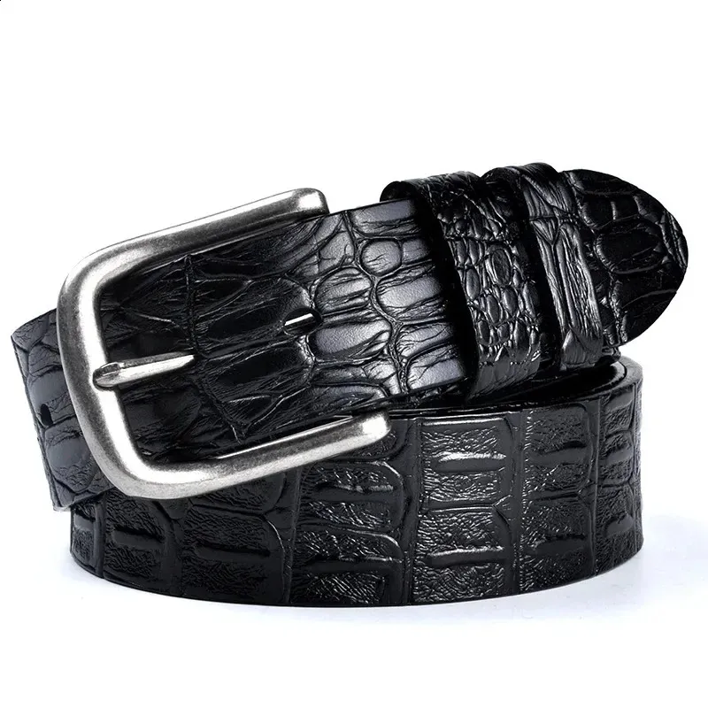 Fashion Solid Color Pattern Cowhide Belts for Men, Retro Trend Business ...