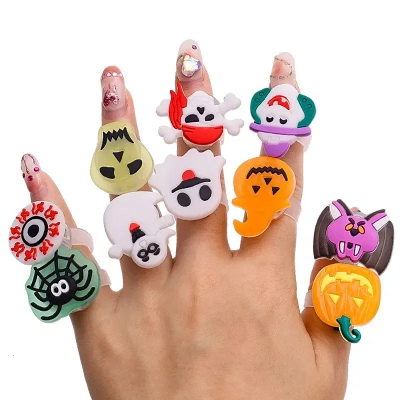 Coluans Anillos de luz LED de Halloween, 50 piezas que brillan en la oscuridad, recuerdos de fiesta para niños