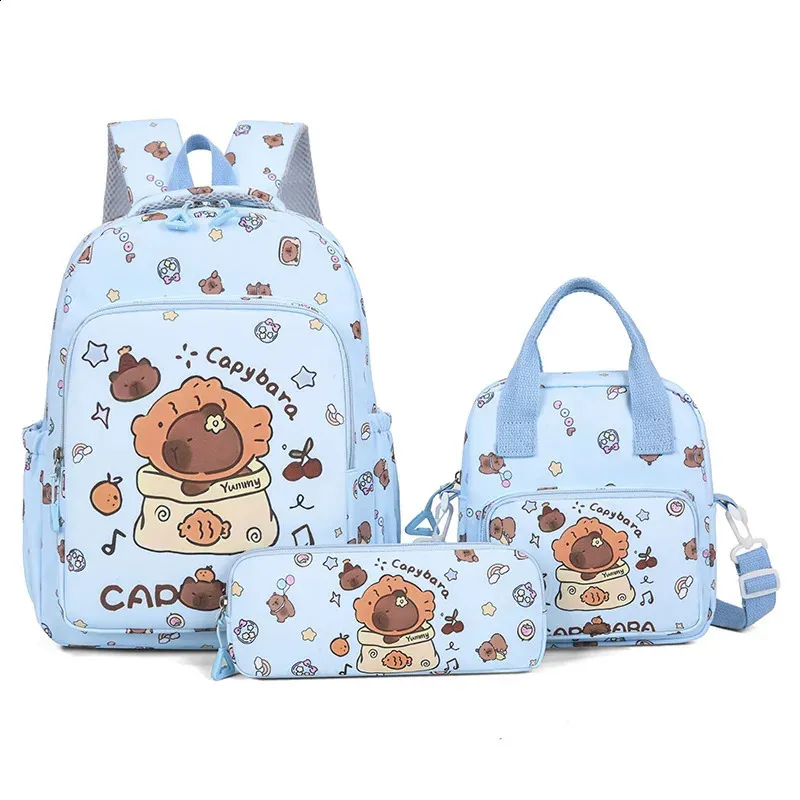 Capybara Rugzak Set, Capybara Schoolrugzak met Etui Sleutelhanger