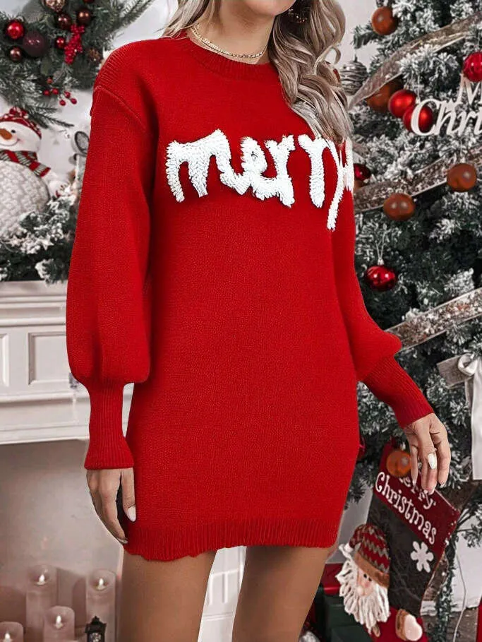 christmas knit dresses 2025 Knitted Women Sweater Dress Red Loose... From Clothes06, $56.64 In Bulk pinot