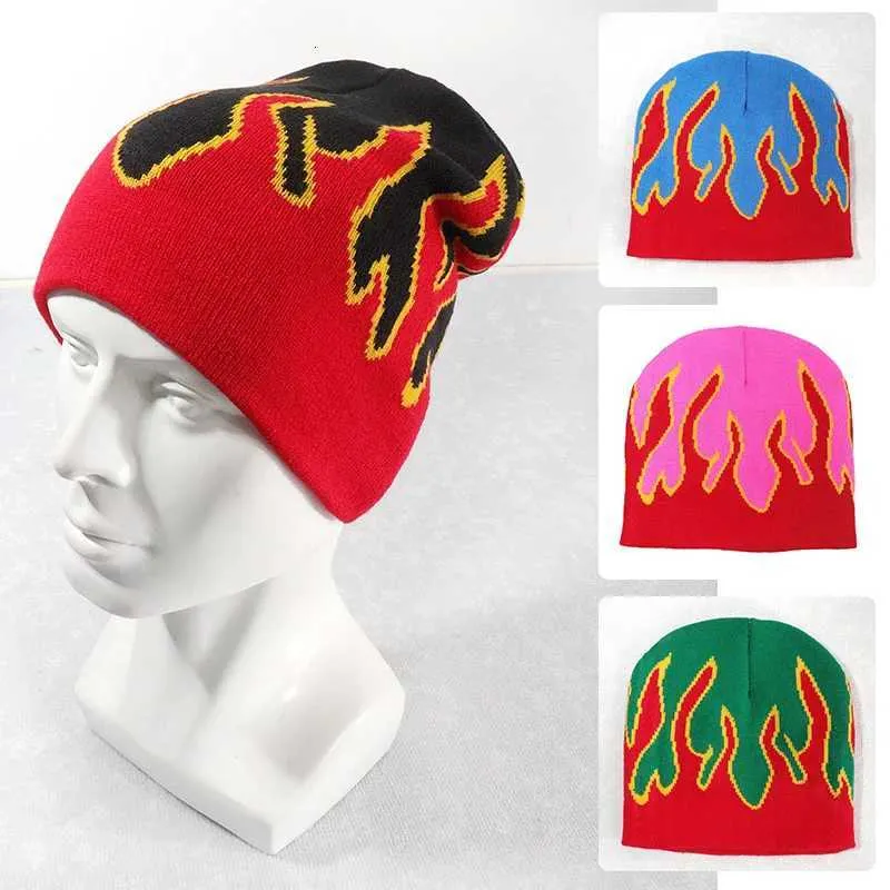 Wen Flame Pattern Knit Beanies For Men Stretchy... From  display picture 1