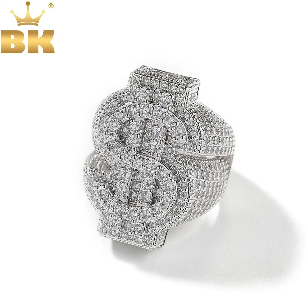 THE BLING KING Full Iced Out Sign Rings Micro Paved Out Cubic Zirconia ...