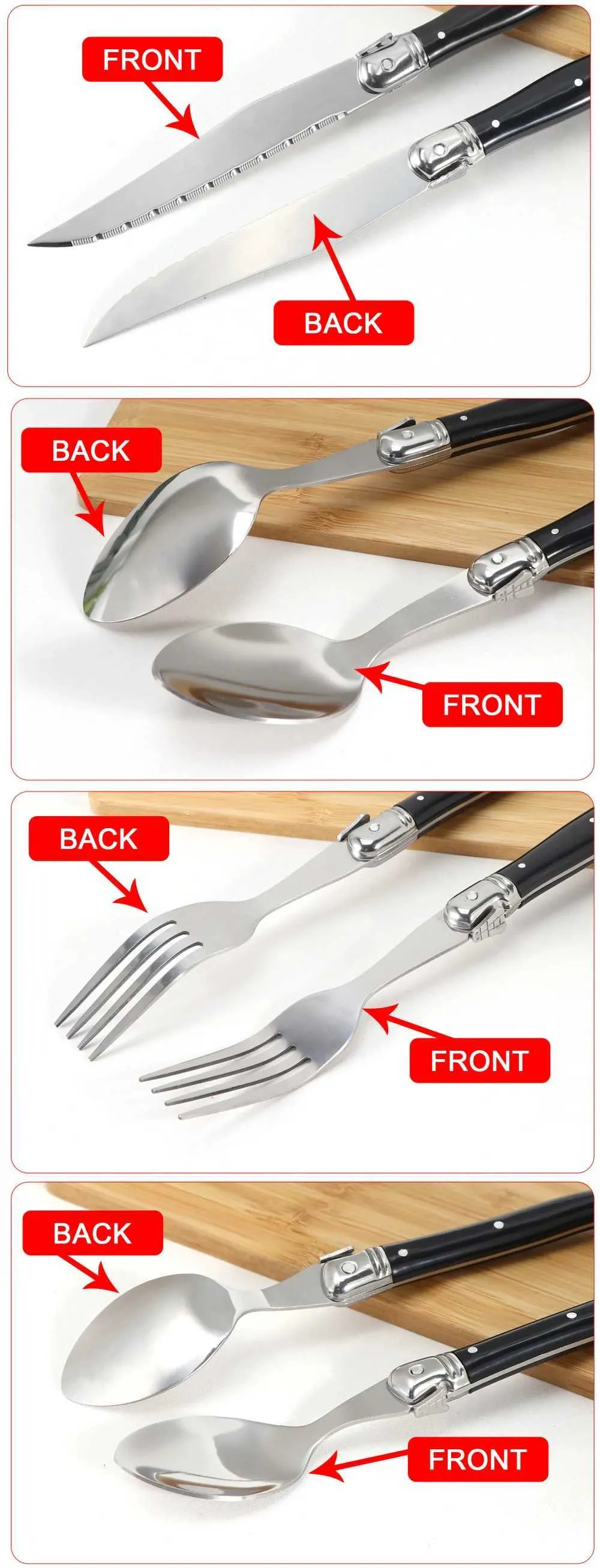 Sharp Silverware Jaswehe 5-Piece Silverware Set, Stainless Steel Steak Knife, Sharp ...