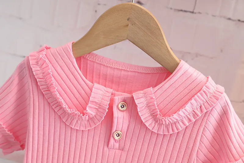 2025 Girls' Short Sleeve 2-Piece Set: Summer Collar Outfit for Baby ...