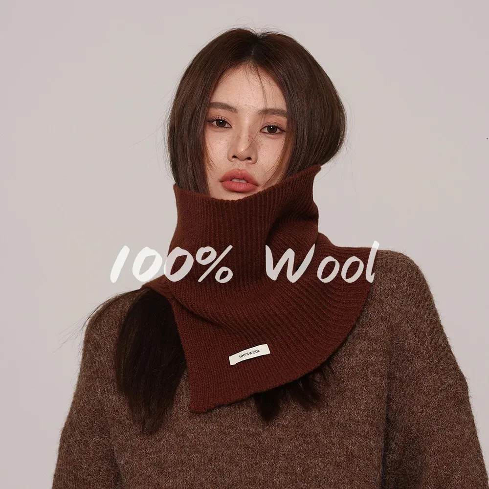 100% Wool Knitted Ring Scarf for Women, Korean Style Winter Warm Collar ...