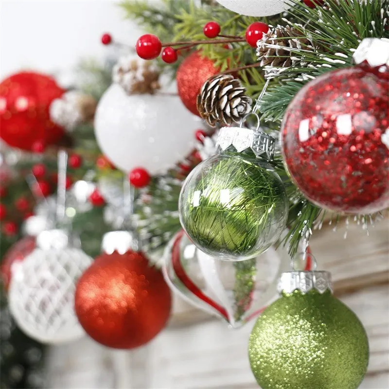 Ficelle Suspendre Boule Boules De Noël Rouge, 16pcs Boule D'arbre De Noël 6cm, Ornement De Sapin De Noël, Peint Boule Noel Plastique Rouge Et Or Avec Lanière Pour Decoration Sapin Noel Intérieure