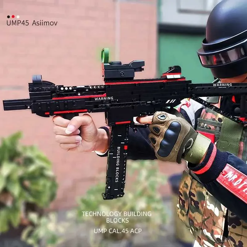 MOC Military Series Building Block Gun Ump45 Can Fire Bullets ...
