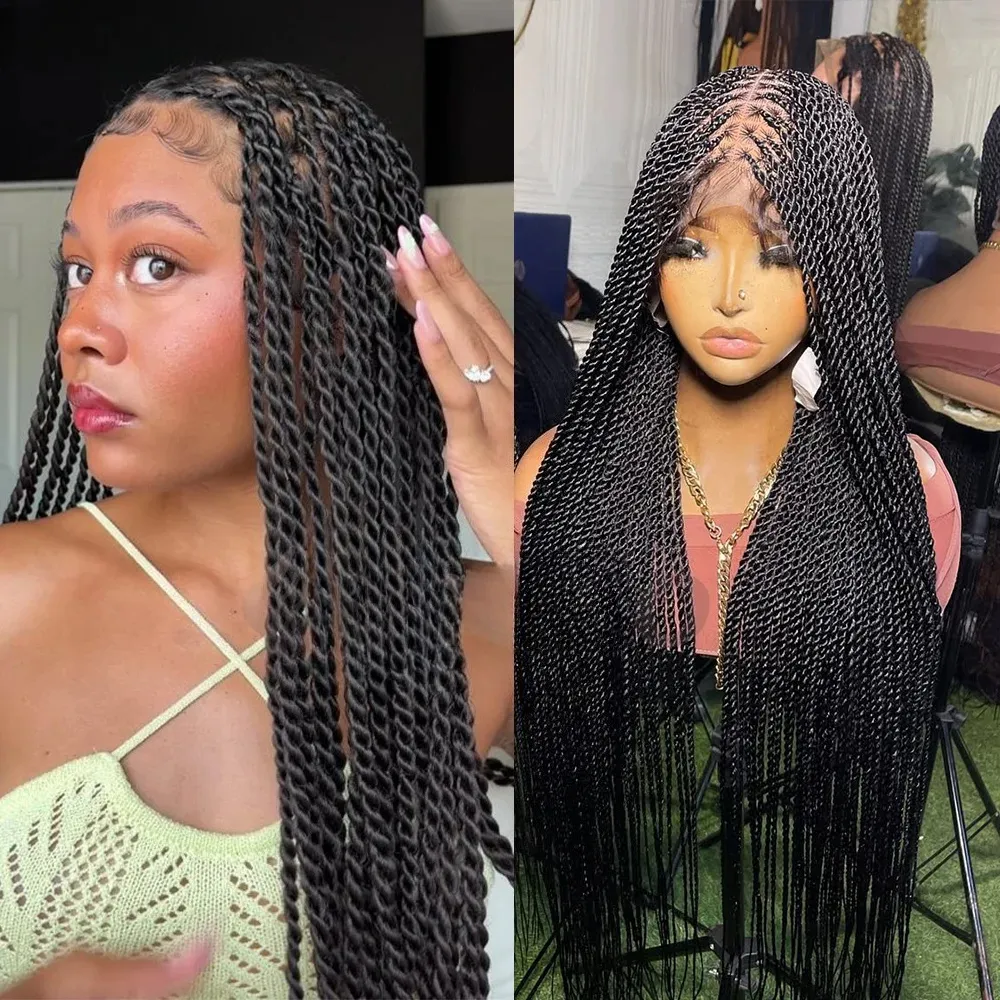 Glueless 36 Twist Box Braided Human Hair Full Lace... From  display picture 1