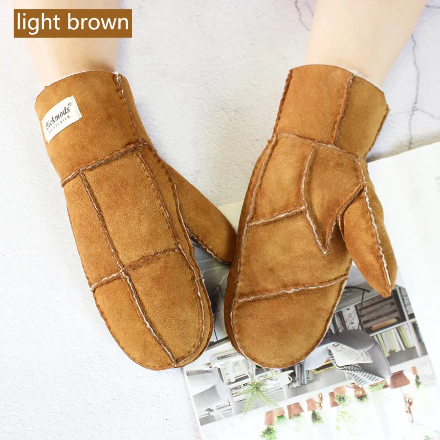 YISEVEN Men's Winter Shearling Sheepskin Leather Gloves Lambskin