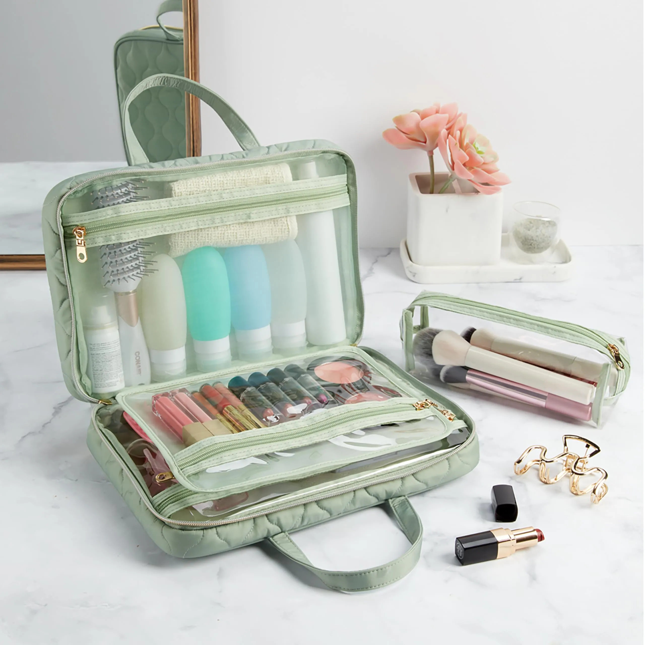 conair travel toiletry bag toiletries for Women and Men, Clear Bag by Travel Smart : Transparent Makeup Bag : Beauty & Personal Care This blue PVC bag has a side carrying handle for added convenience. Travel Smart Transparent Sundry Pouch/Cosmetic