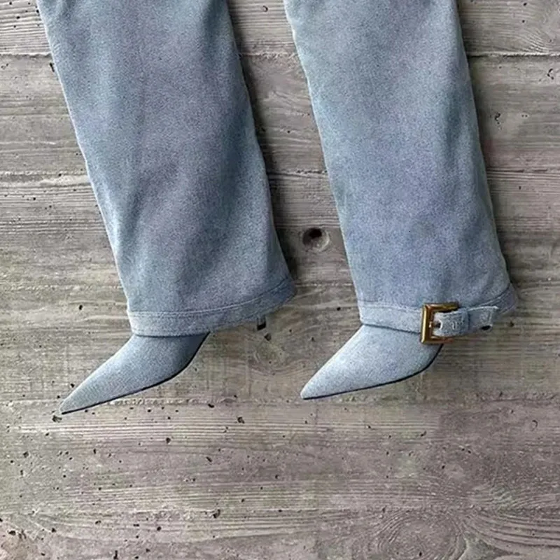 Denimblaue Damen-Pumps mit hohem Absatz, spitz zulaufend, ideal für Partys, Winterkleider und lange Stiefel, sexy Pumps, Mujer Snow Botas 251027_voghion.com
