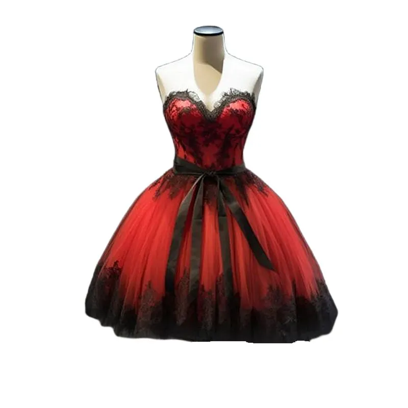 short red and black homecoming dress Amazon.com: Tulle Black Short Gothic Prom Homecoming Dress Cocktail Gown Burgundy US 2 : Clothing, Shoes & Jewelry