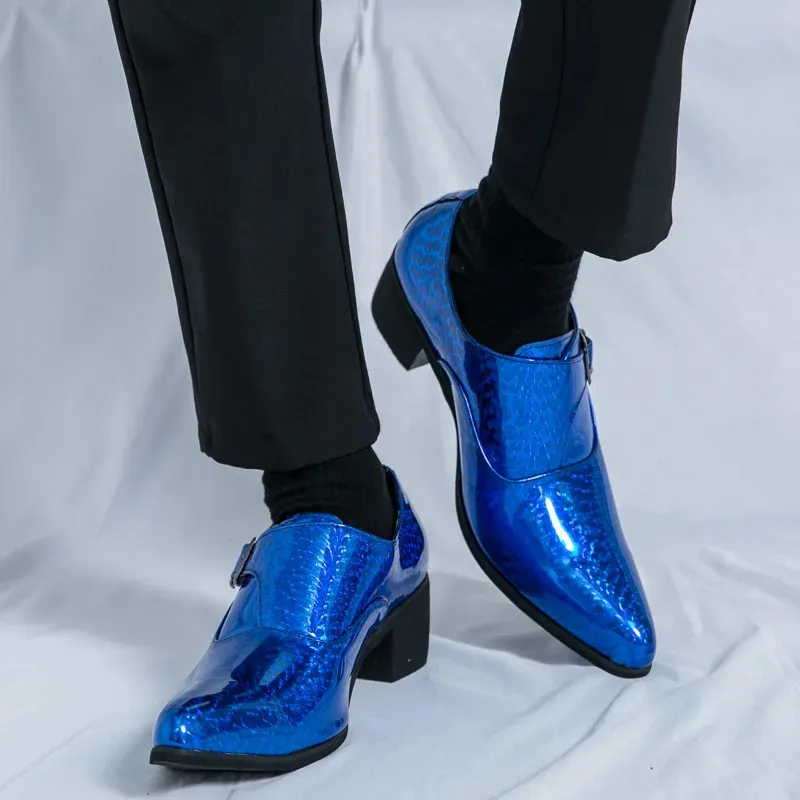 Blue Bright Men Dress Shoes Leather Pointed Toe Mens... From 31,6 €