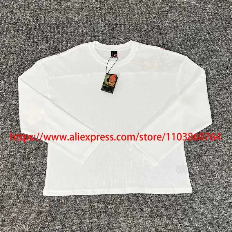 Wholesale Waffle Long Slve Embroidery Sakura Derschutze Tshirt