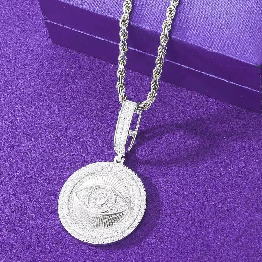 Hip Hop Rapper Jewelry 925 Sterling Silver Horus Eye Circle Geometric ...