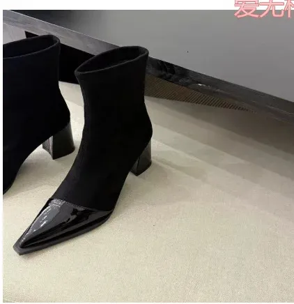Elastic High-heeled Boots With Pointed Toe For Women Autumn_voghion.com