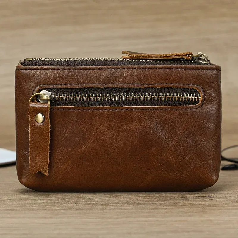 Portamonete In Vera Pelle Con Porta Carte E Protezione RFID - TheGloveHut - Marrone