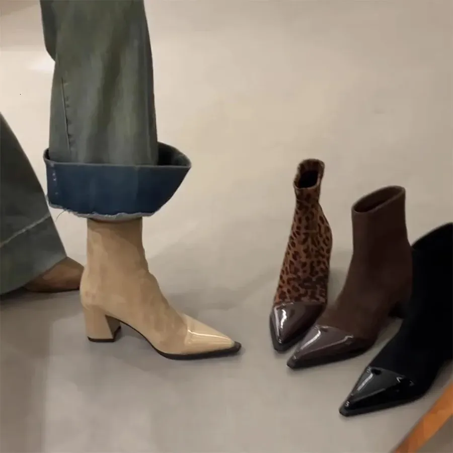 Elastic High-heeled Boots With Pointed Toe For Women Autumn_voghion.com
