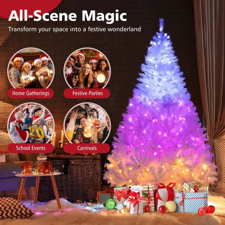 6FT/7FT Artificial Christmas Tree Hinged Pre Lit Xmas Tree With 11 ...