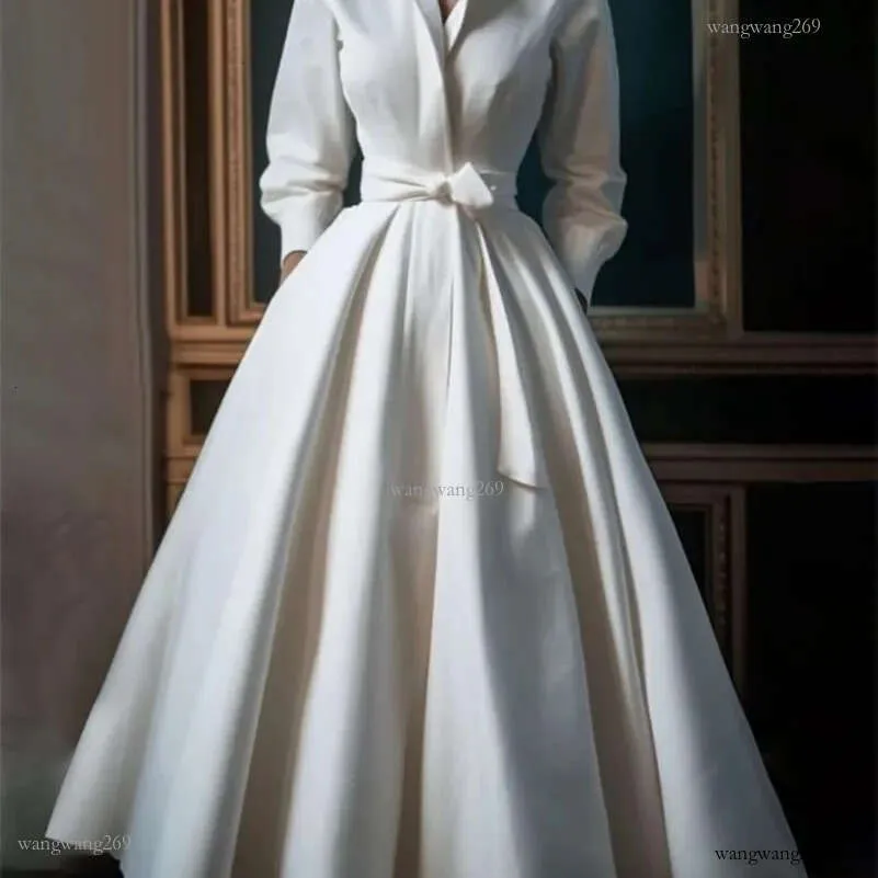 Stand Collar Shirt Dress Elegant Mid Length Waisted Party Dress For Women  From Wangwang269, $34.22 | DHgate.Com