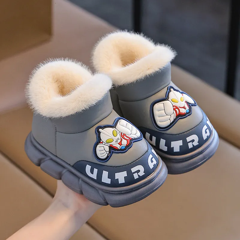 ASHION Jongens Winterlaarzen Kids Mid Sneeuwlaarzen Gevoerde Winterlaarzen Wandelschoenen Kids Trekking Katoenen Schoenen Warme Wandelschoenen,B Rood,38
