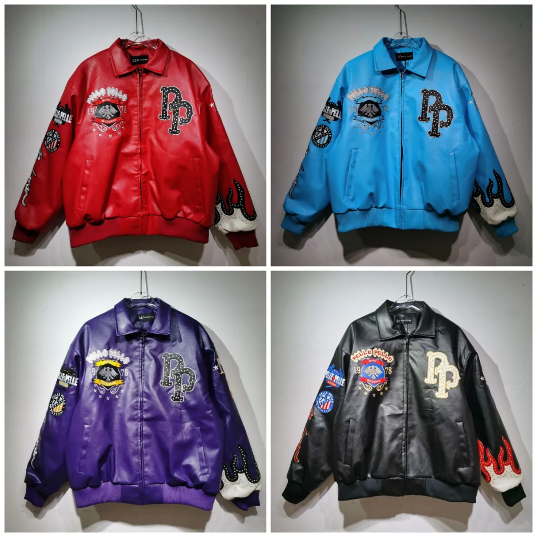 2026 Pelle Pelle Leather Jacket Diamond Encrusted Eagle Wide Sheep