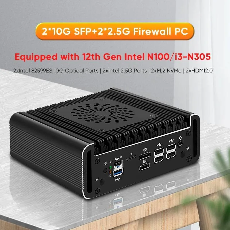 Nas Mini Computer Topton NAS Mini PC 2x10G SFP 25G Intel N355 Firewall Server DDR5 2xNVMe ...