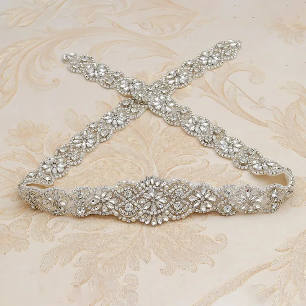Bridal Crystal Rhinestone Belt Beaded Organza... From  display picture 3