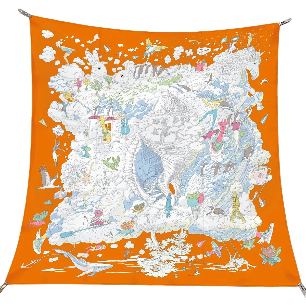 90cm Rabbit Horse Twill Silk Scarf Shawl Square Scarf Women Hijab ...