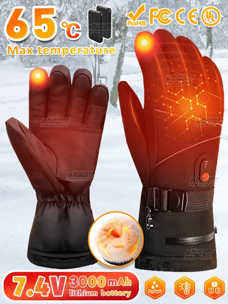 KASLCWA Guanti invernali caldi termici antivento, Guanti da Corsa, Touch Screen e Impermeabil Antivento Per Corsa Ciclismo Moto Bici Guida Sci Snowboard Escursionismo Per Uomo Donna(Rosa rossa