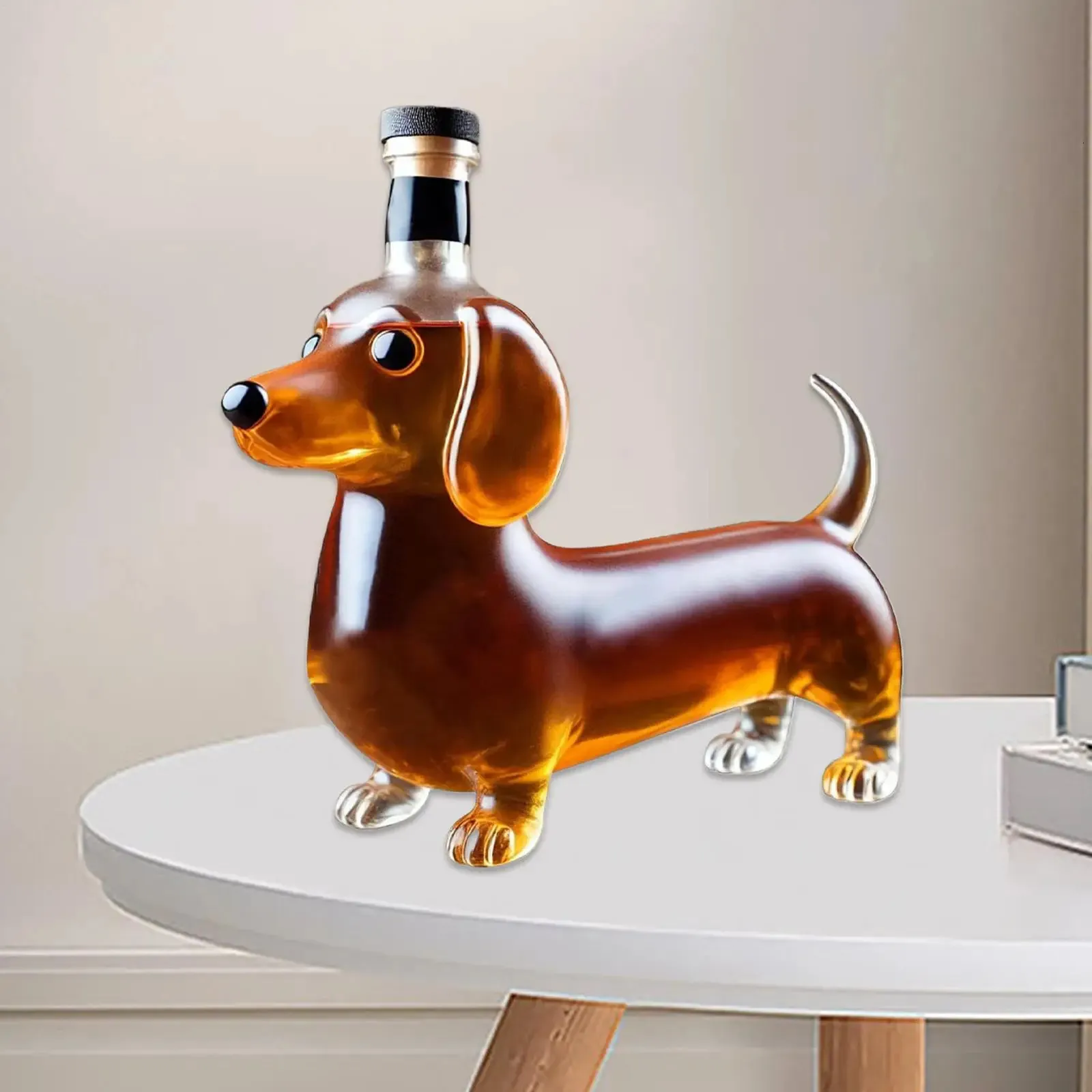 Carafe à Spiritueux En Verre Avec Figurine Chien - Bouteille Whisky, Vodka, Brandy Ou Bourbon - Cadeau Parfait Pour Homme, Père Ou Frère