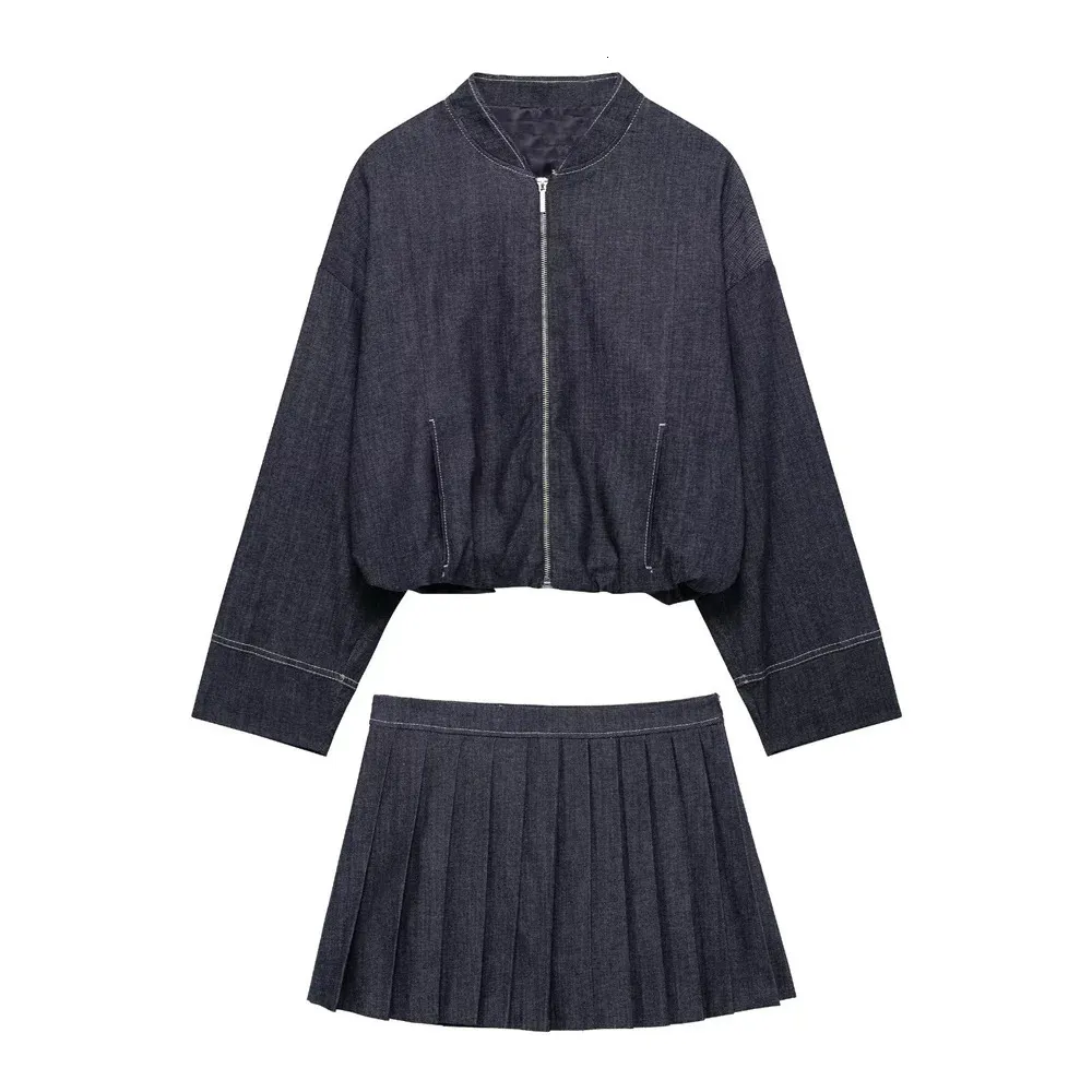 レディース Denim Blouson & Balloon Skirt Set