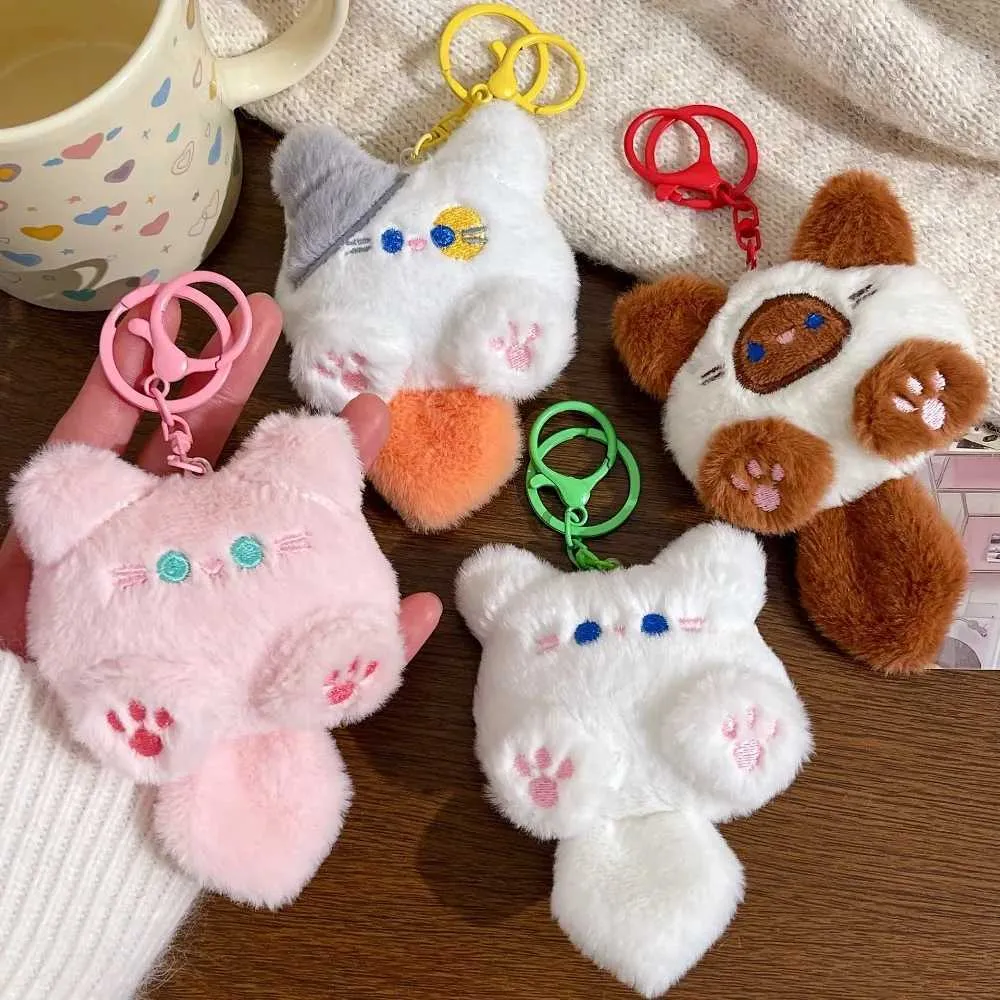 Fluffy Cat Plush Fluffy Bunny Keychain Cute Cartoon Animal Doll Key ...