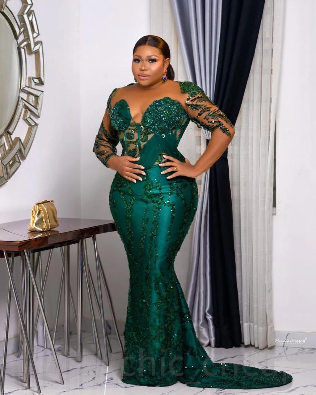Evening Gown Hot Frox Wedding Dresses Hunter Green Lace A-Line Green Sequin  Prom Dress With Beaded Crystals Perfect For Formal Events, Proms, Evening  Parties, Second Reception, Birthday,