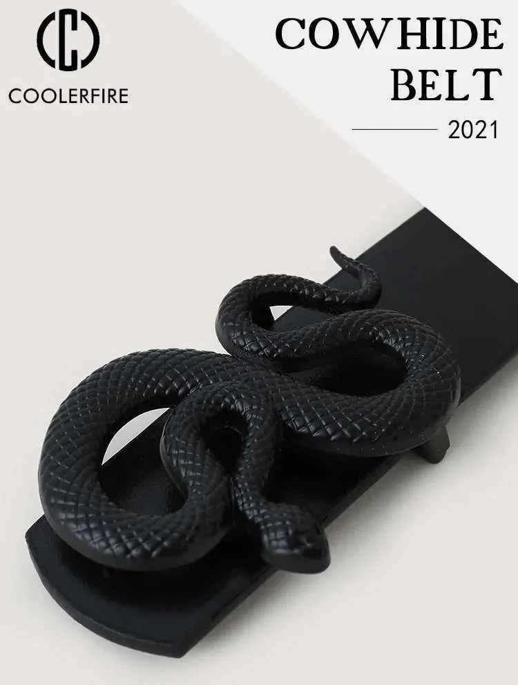 Snake Pattern Belt Women's Genuine Leather Black Snake Pattern Belt with Bronze Alloy ...