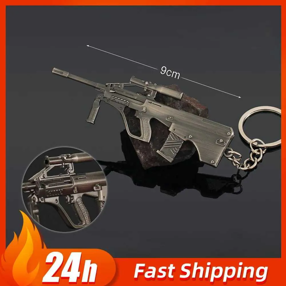 Arena Breakout AUG Gun Model Pendant Keychain 3.5in Metal Mini Key Ring ...