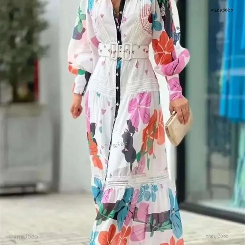 Long Sleeve Maxi Shirt Dress, Floral Print High Neck Maxi Dress Lightweight  Autumn Vacation Attire For Ladies From Wang3685, $26.12 In Bulk | DHgate.Com