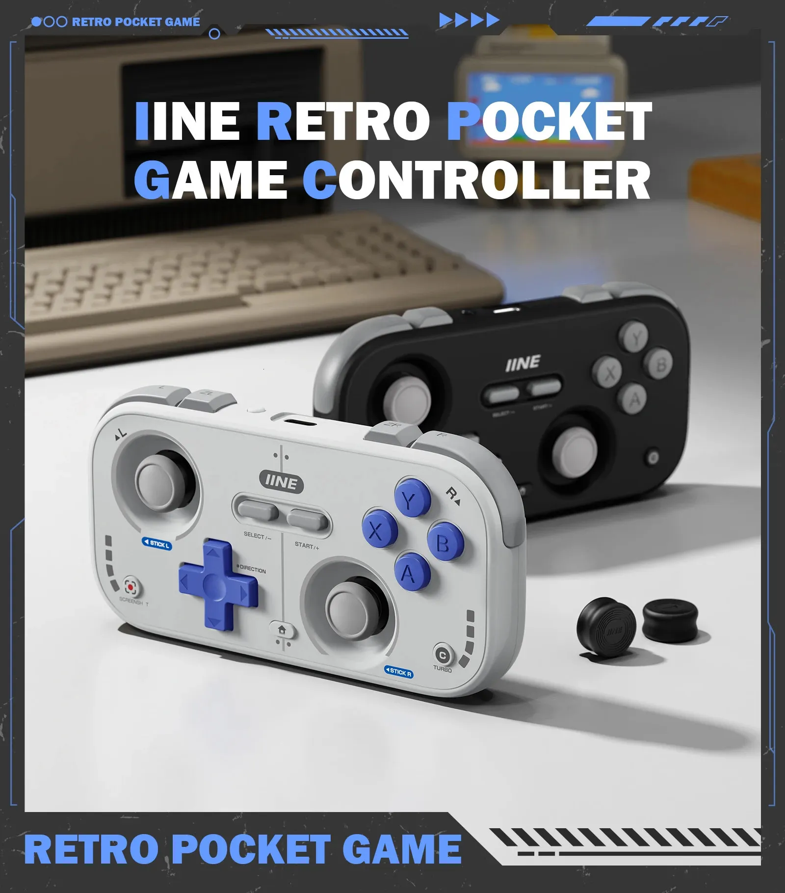 IINE Retro Pocket Game Controller Compact Portable Hall Joysticks ...
